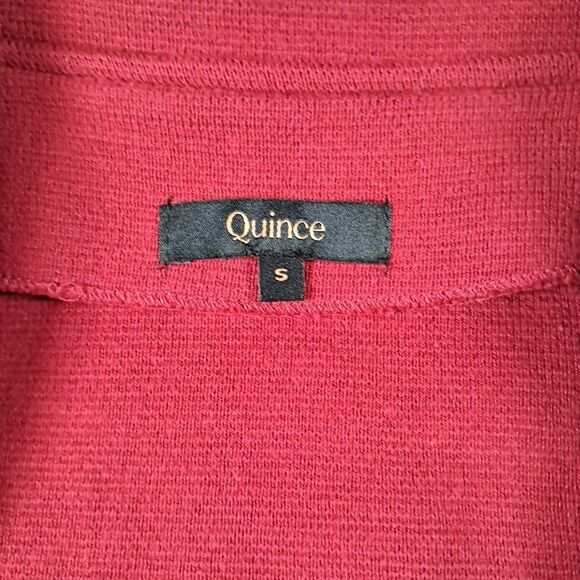 Quince Organic Cotton Knit Blazer Size S Sweater Open Front Red - Picture 5 of 6